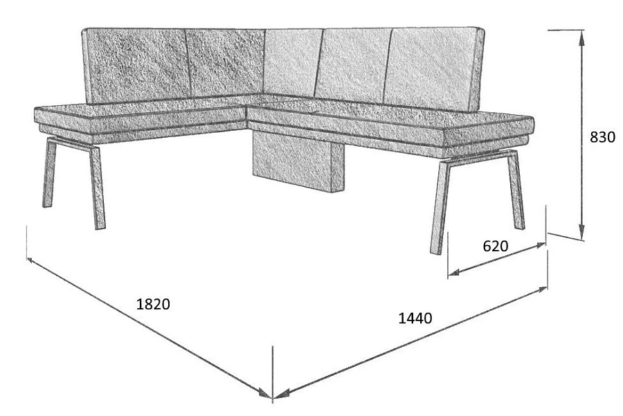 Диван кухон. Brave 140-178 Lsilver 1440*1820*830 - фото 5