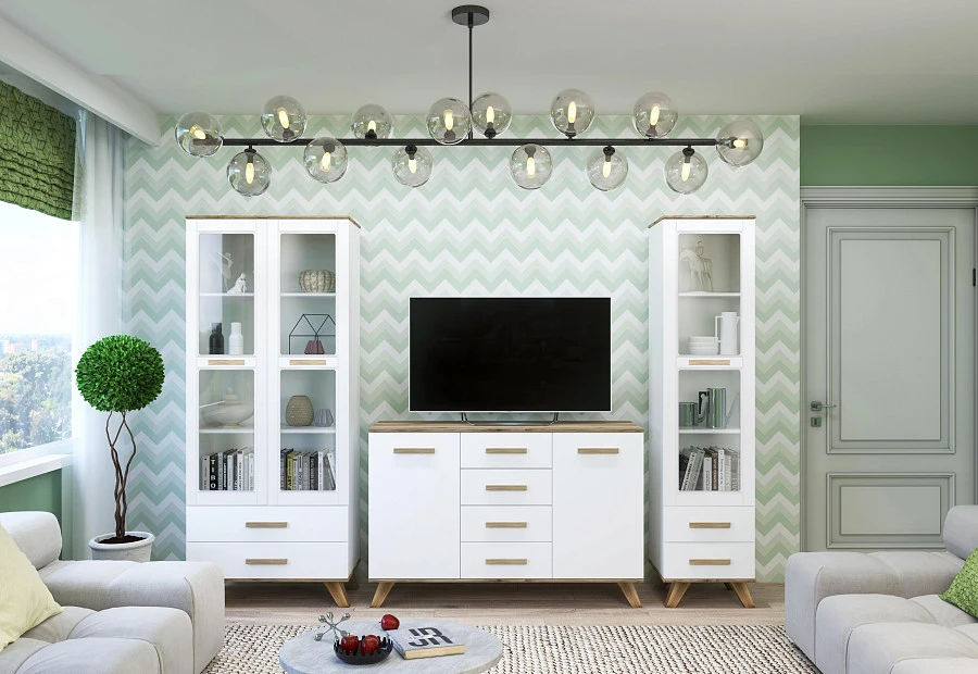 Шкаф-витрина Вега Скандинавия 450 Бел/Дуб каньон - фото 7