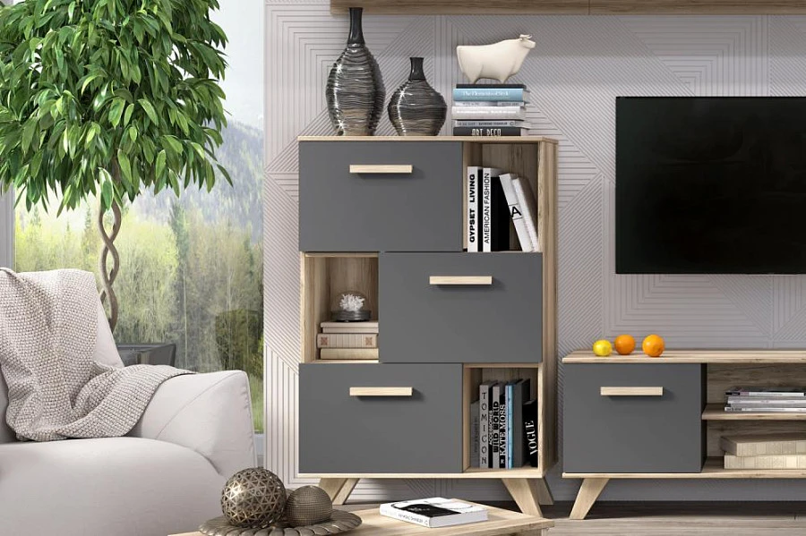 Шкаф низкий с нишами Вега Скандинавия Дуб каньон - фото 4