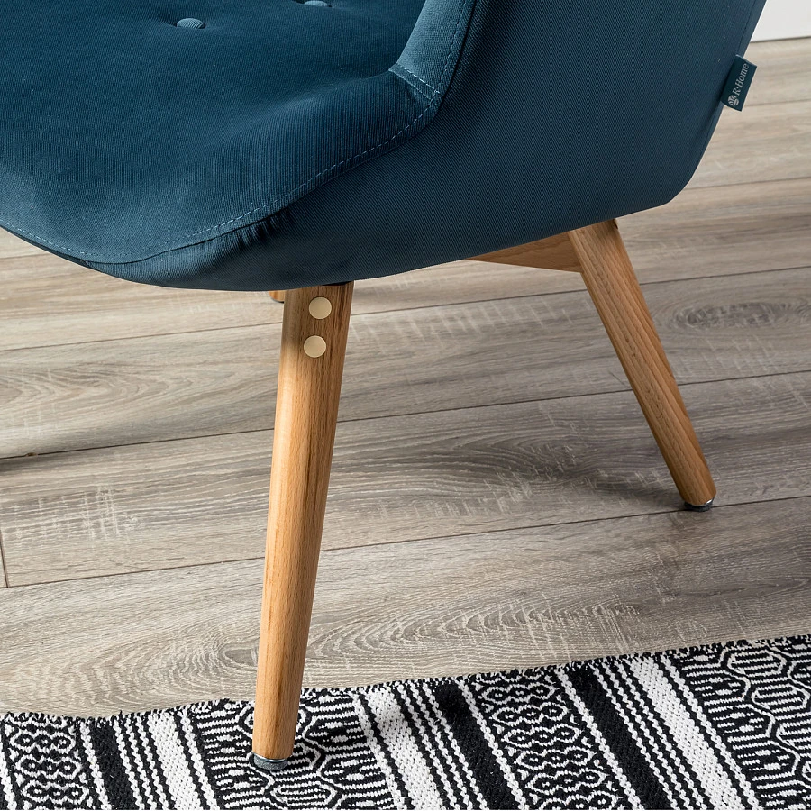 Кресло Хайбэк синий/нат.бук - фото 17