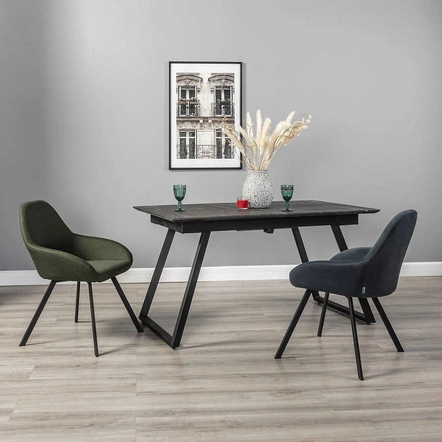 Стол Пеле раздвиж. 140-180 Темный мрамор/Бабочка - фото 8