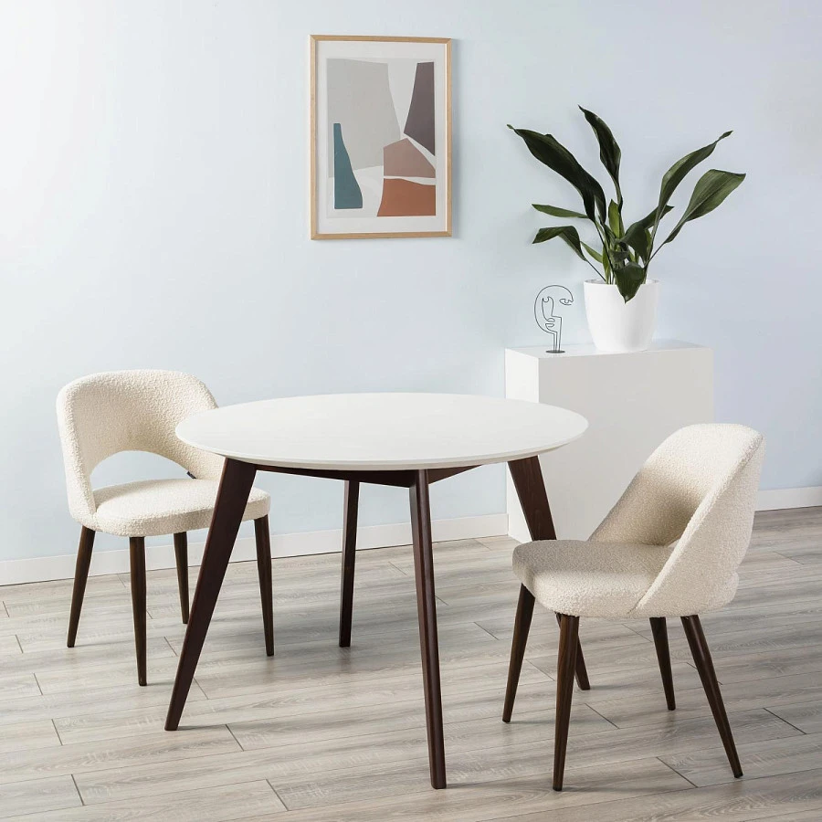 Стол Лунд круглый д.960 Белый Темный орех - фото 3