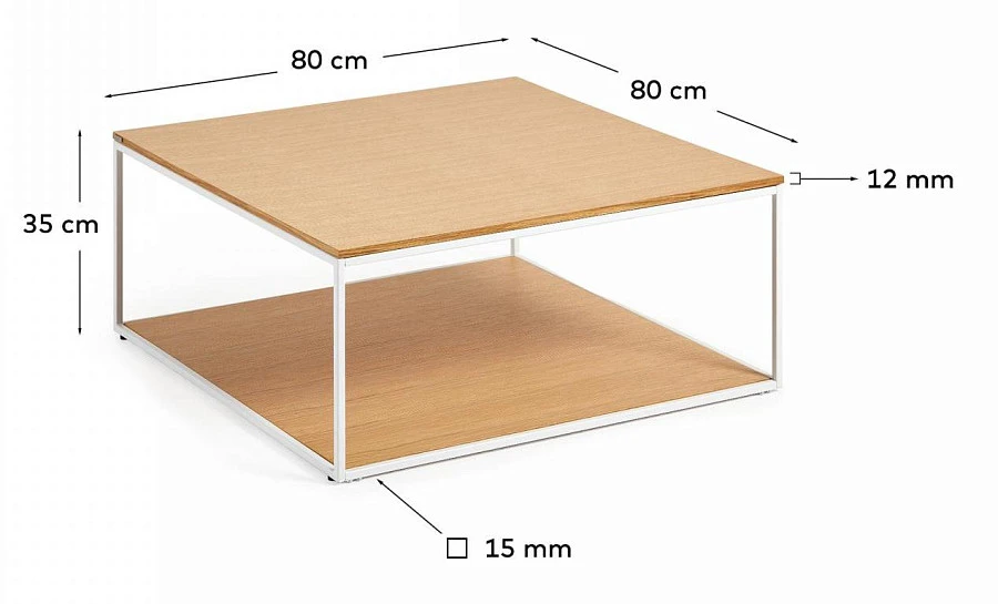 Журнальный стол Yoana шпон/белый металл 80x80см - фото 2