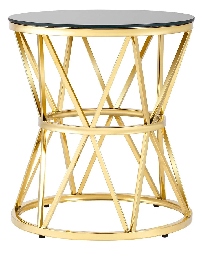 Журнальный стол 50*50 ВИВА золото стекло черное