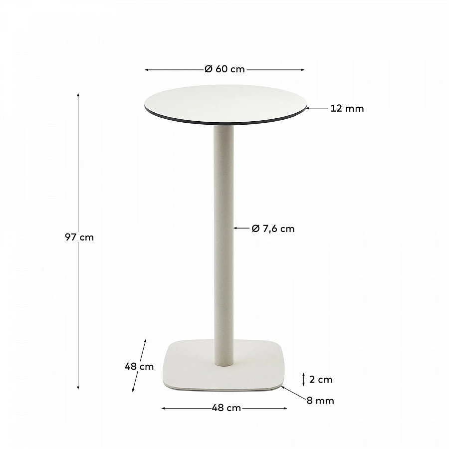 Dina садовый стол бел/металлй Ø60x96см - фото 3