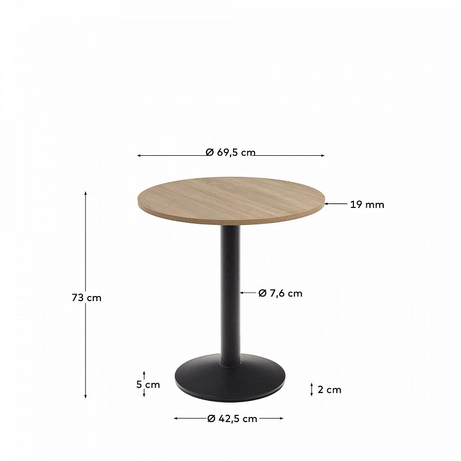 Esilda Стол меламин натур./черн.мет.ножка Ø70 - фото 3