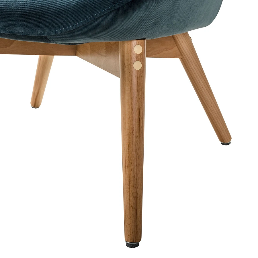 Кресло Хайбэк синий/нат.бук - фото 8