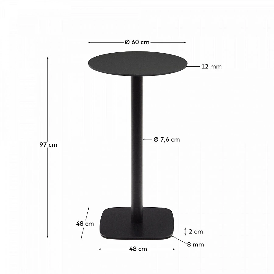 Dina садовый стол черн./Металл Ø60x96см - фото 3