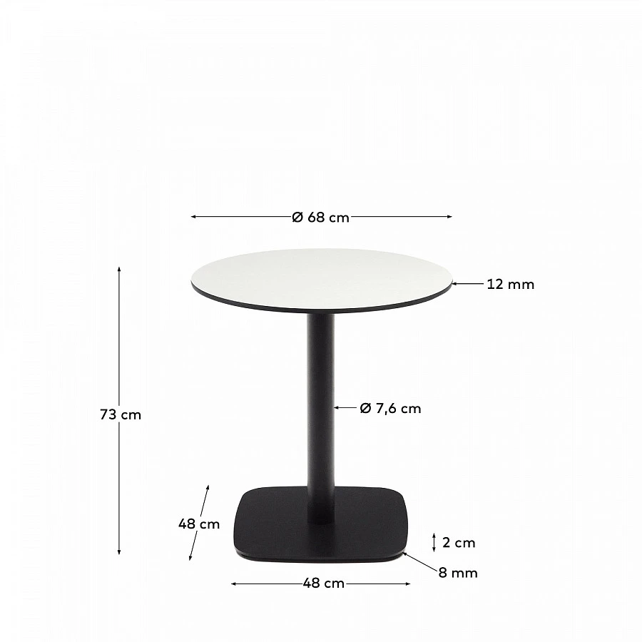 Dina Садовый Стол белый/черн.мет.осн. Ø68x70 - фото 2
