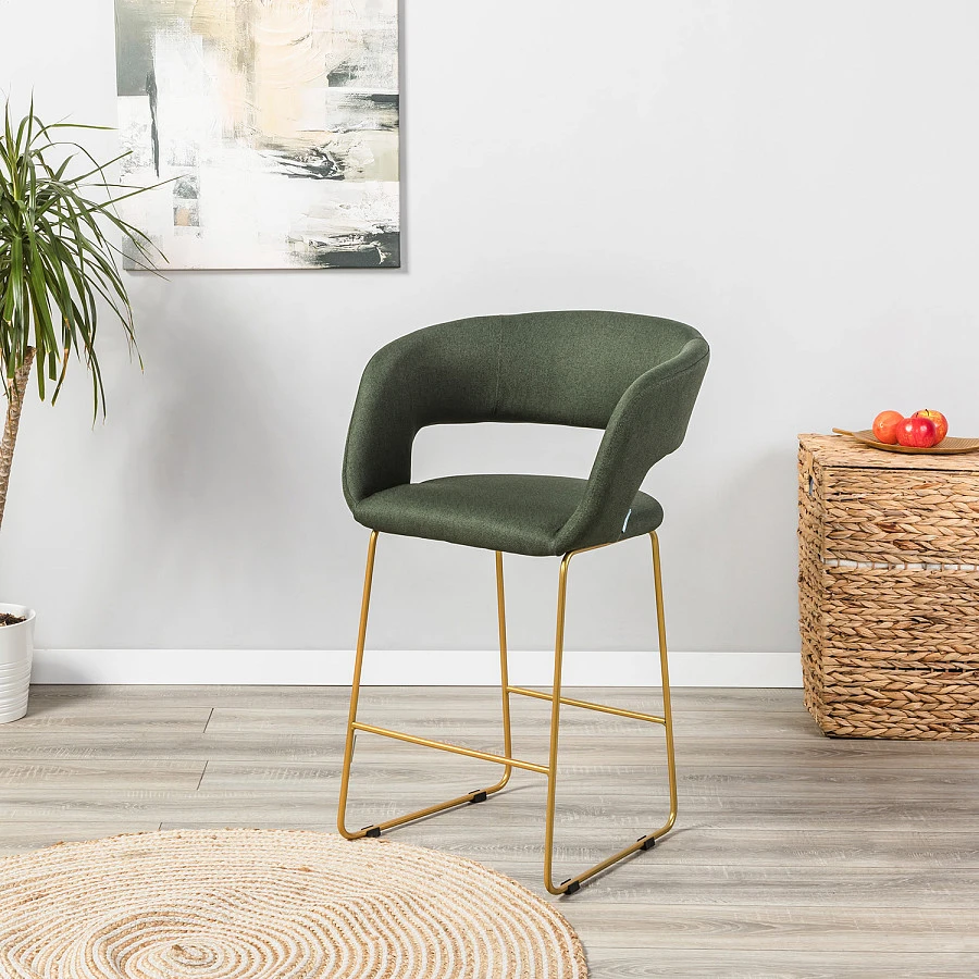 Кресло полубар Hugs тёмно-зеленый/Линк золото - фото 6