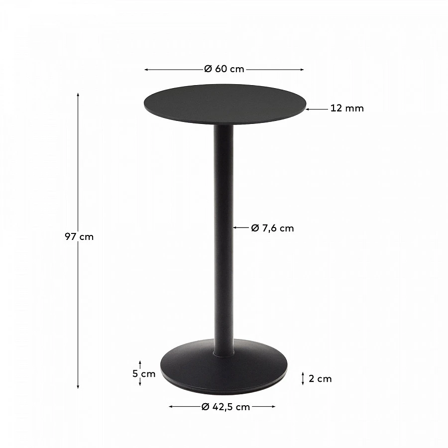 Esilda садовый стол черн./металл  Ø60x96см - фото 3