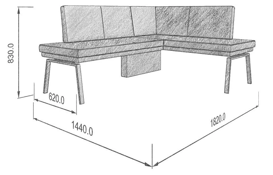 Диван кухон. Brave 178-140 R grey 1820*1440*830 - фото 3