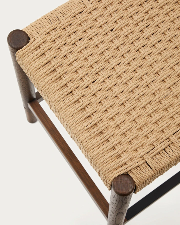 Yalia Табурет из дуба с отделкой под орех и веревочным шнуром, высота 65 см - фото 6