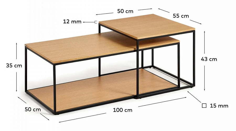 Набор из 2 столиков Yoana шпон/металл - фото 2