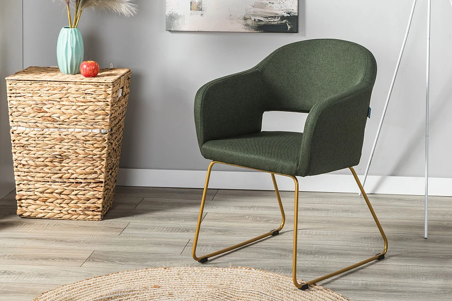 Кресло Oscar тёмно-зеленый/Линк золото - фото 14