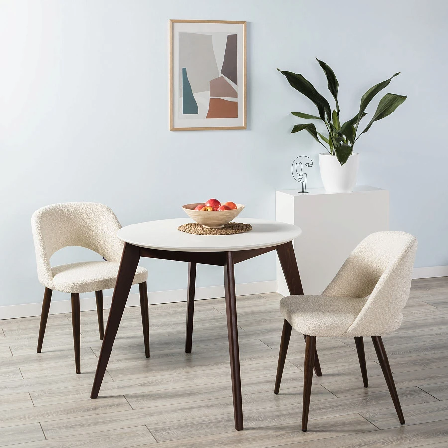 Стол Лунд круглый д.860 Белый Темный орех - фото 5