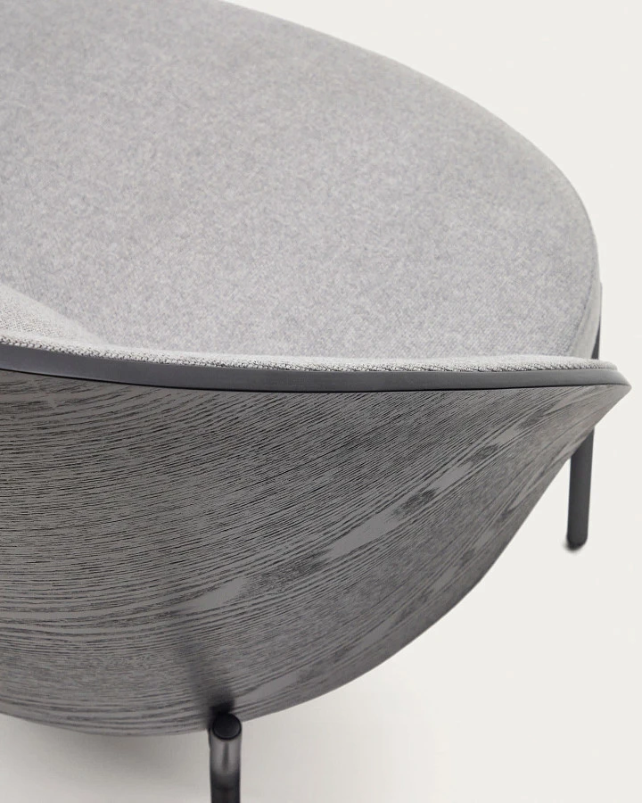 Кресло Eamy светло-серое из шпона ясеня с черной отделкой - фото 10