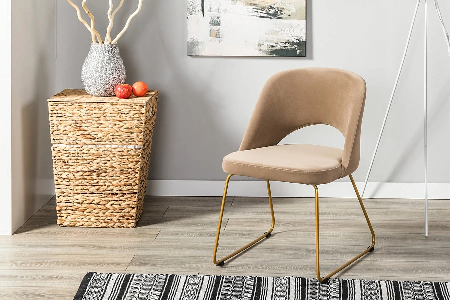 Кресло Lars Diag beige/Линк золото - фото 14