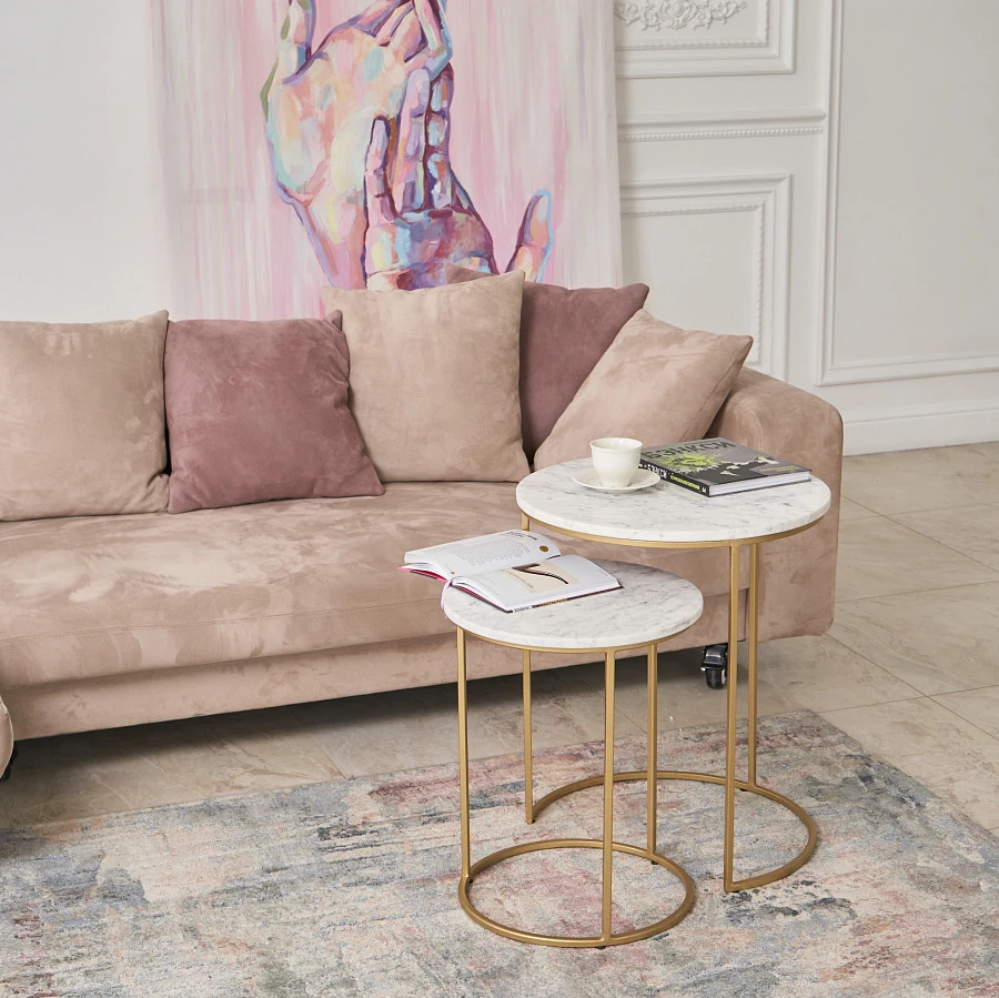 Столики из мрамора, набор БРУНИ Вайт - фото 2