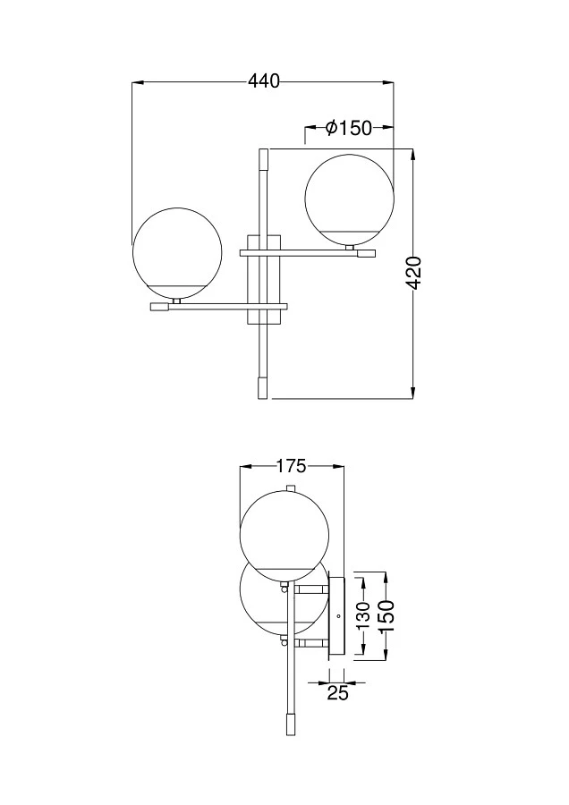 Настенный светильник (бра) Maytoni MOD050WL-02G - фото 4