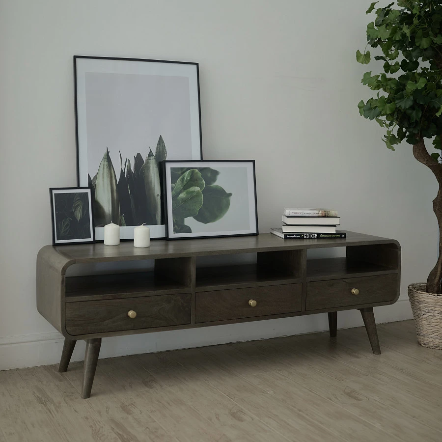 Консоль из массива, АУДУН ГРЭЙ 3 ящика - фото 2