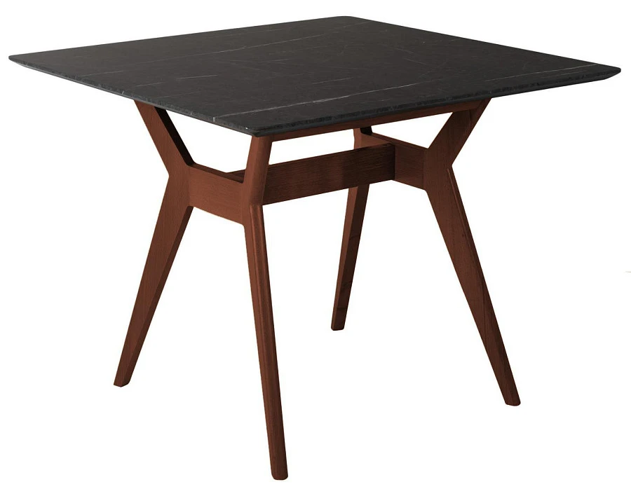 Стол Нарвик 960*960 мрамор Графит Темный орех