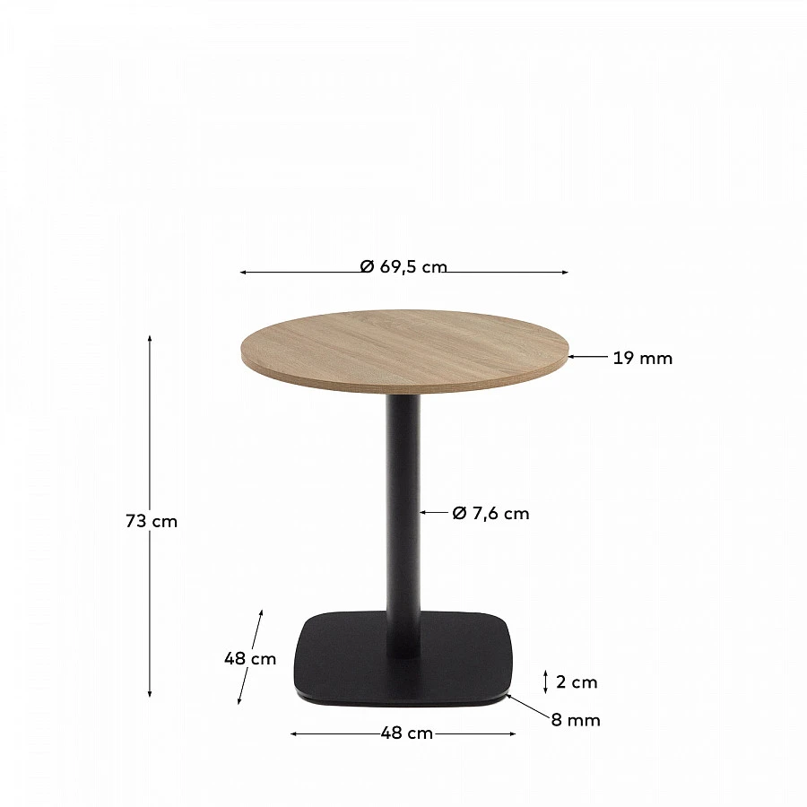 Dina Стол меламин//натур. и черн.металл Ø68x70 - фото 3