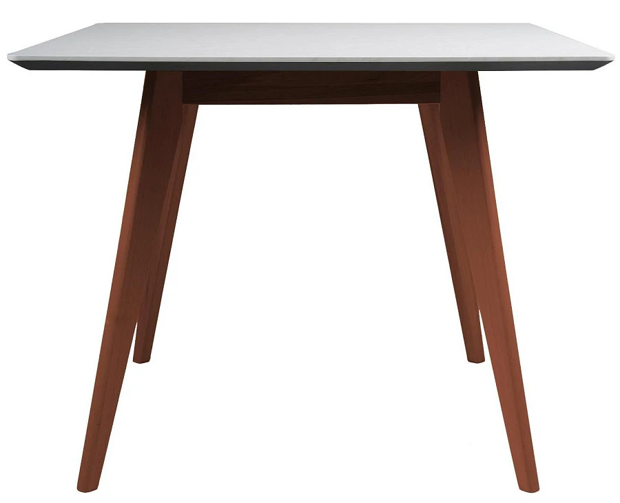 Стол Лунд 960*960 мрамор Бьянко Темный орех - фото 3