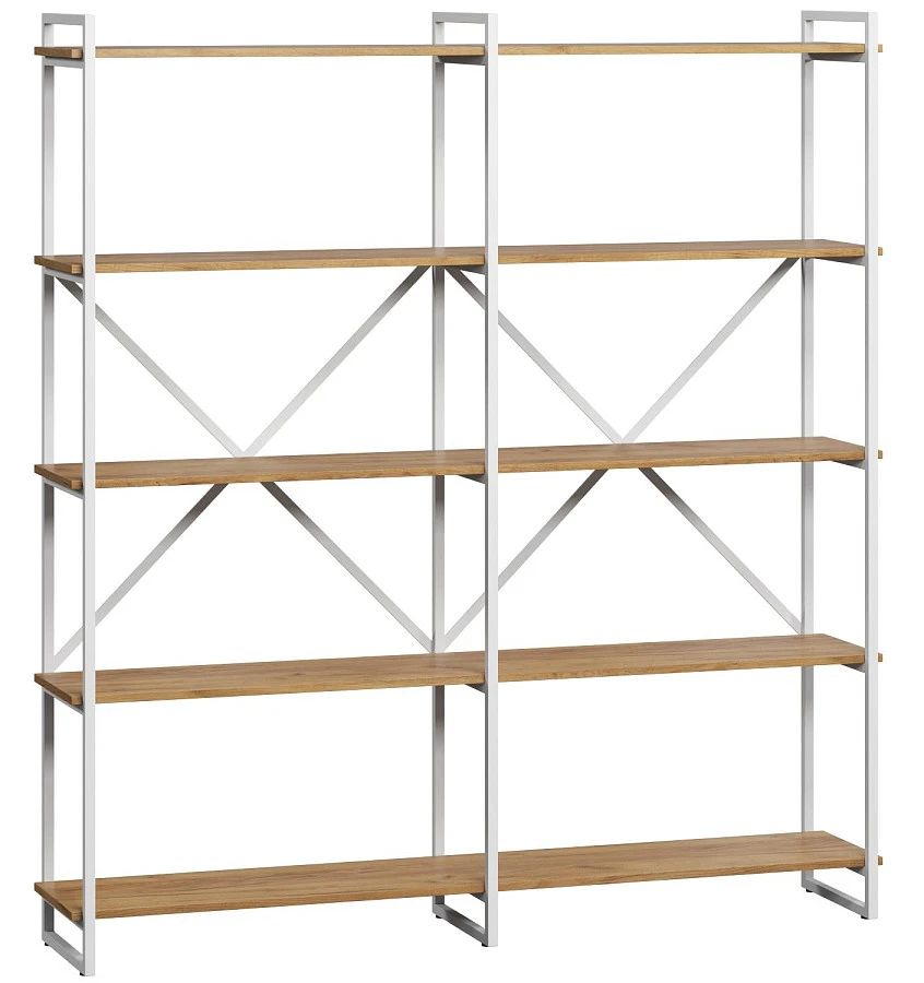 Стеллаж Мальборк 160 Дуб с белым основанием лофт