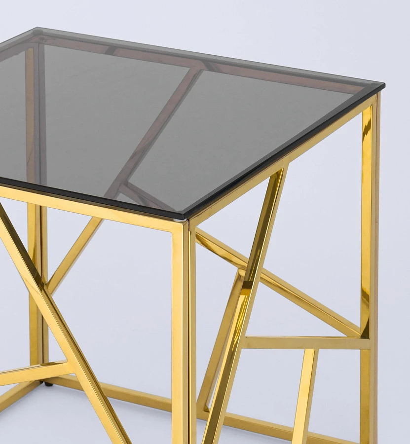 Журнальный столик АРТ ДЕКО 55*55 золотистый - фото 4