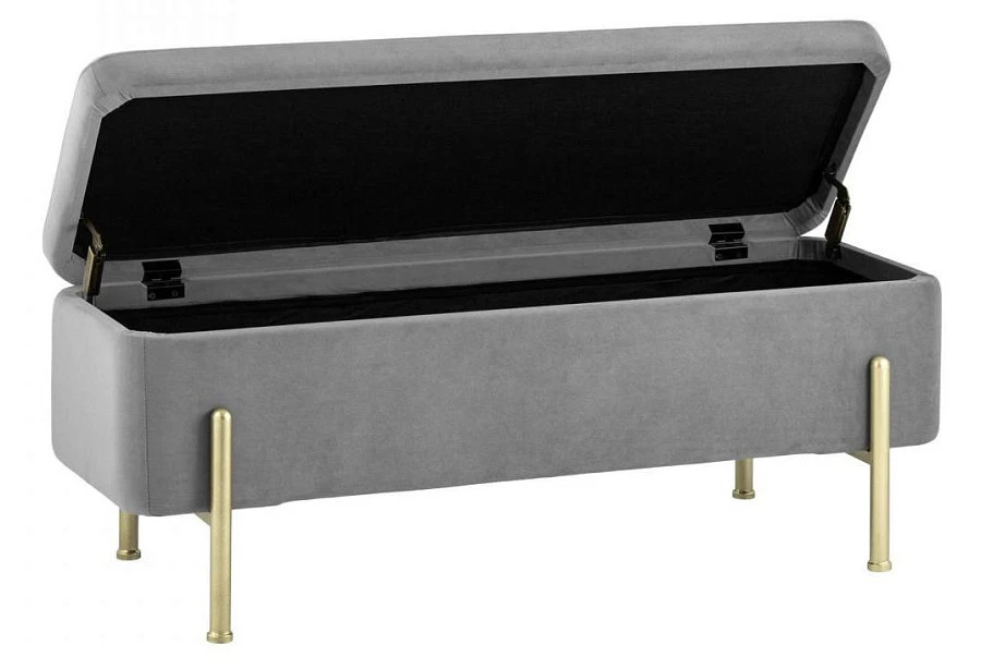 Банкетка Болейн с ящиком велюр серый - фото 3