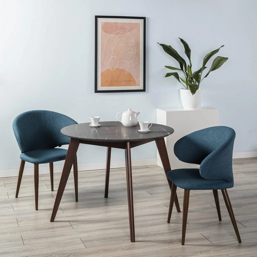 Стол Лунд круглый д.860 мрамор графит/темн.орех - фото 5