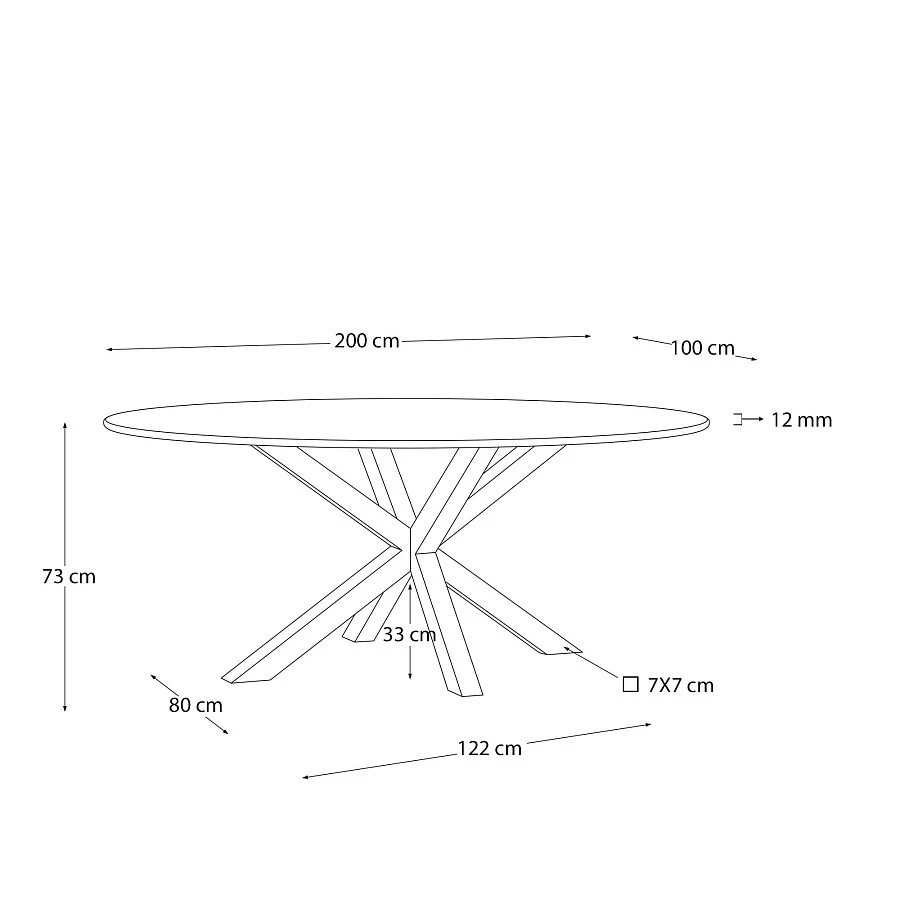 Овальный стол ARYA Argo из матового черного стекла со стальными ножками 200x100 - фото 2