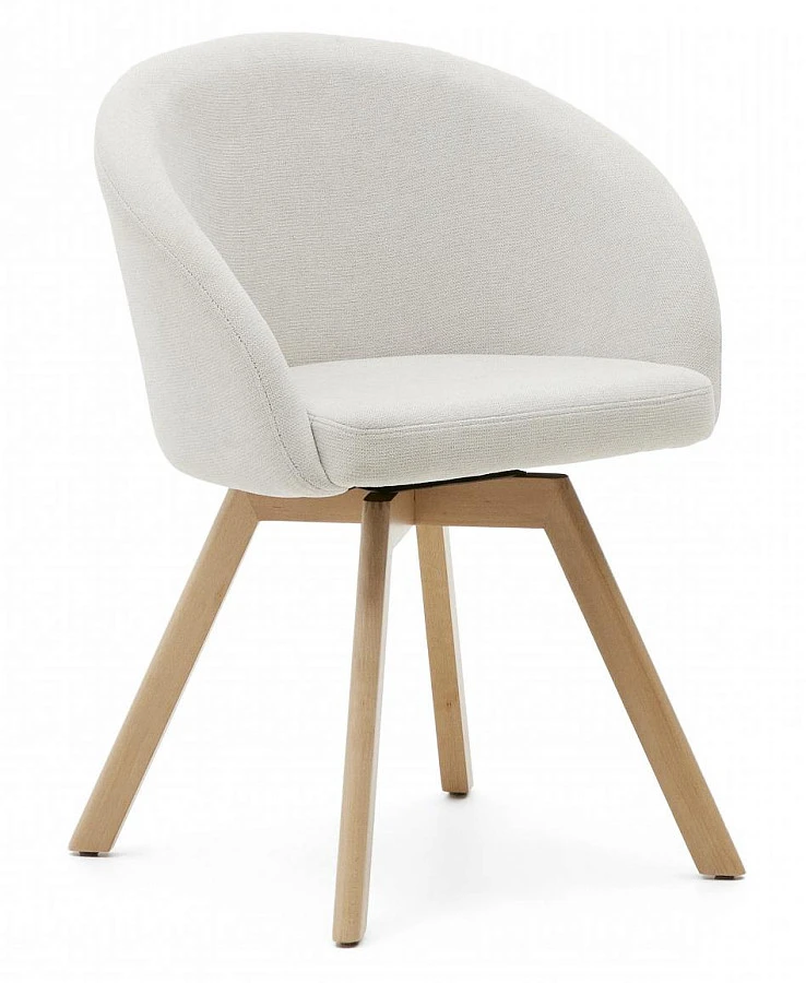 Поворотный стул Marvin бежевый из синели и ясеня