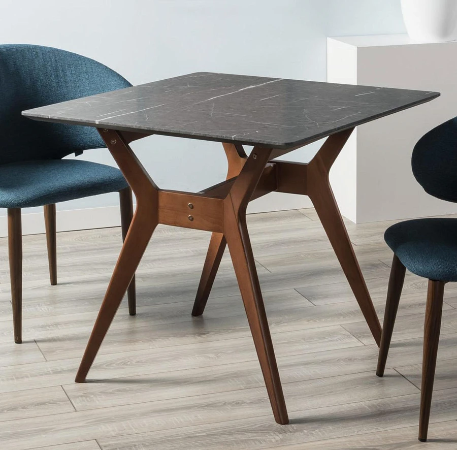 Стол Нарвик 960*960 мрамор Графит Темный орех - фото 6