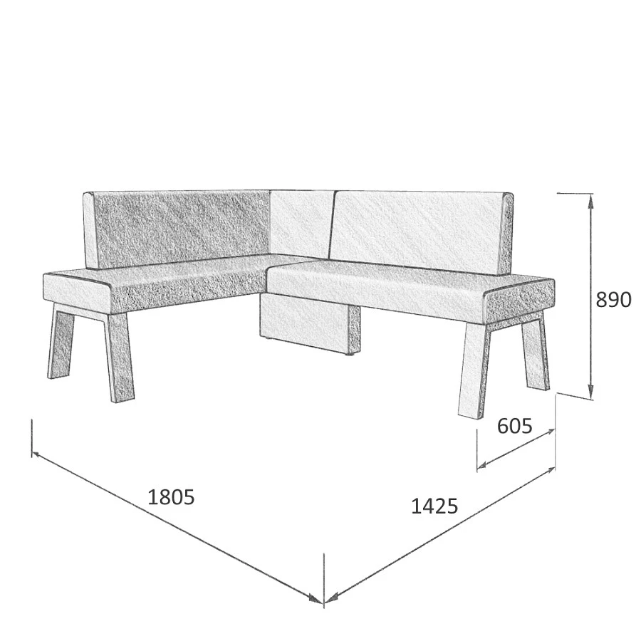 Диван кухонный Alto 140-178 L Velutto - фото 3