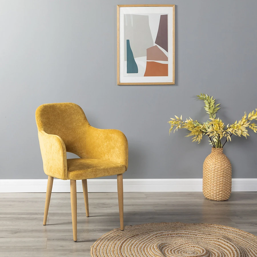 Кресло Ledger желтый/нат.дуб - фото 6