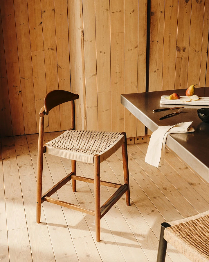 Nina Стул ПБ массив акации орех/беж.веревка - фото 3