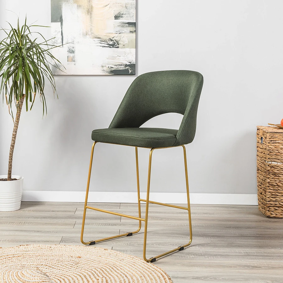 Кресло полубар Lars тёмно-зеленый/Линк золото - фото 8