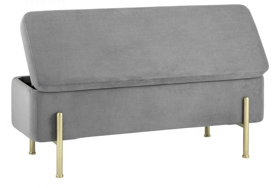 Банкетка Болейн с ящиком велюр серый - фото 5