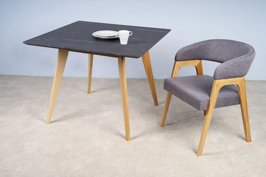 Стол Лунд квадратный 860*860 Мрамор Графит - фото 6