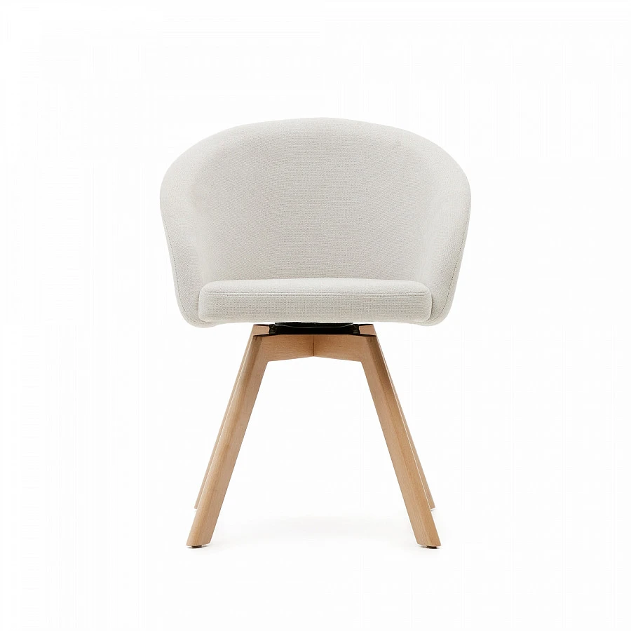 Поворотный стул Marvin бежевый из синели и ясеня - фото 3