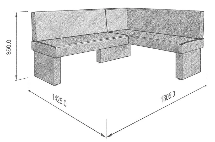 Диван кухон. Ratio 178-140 R grey/silver - фото 3