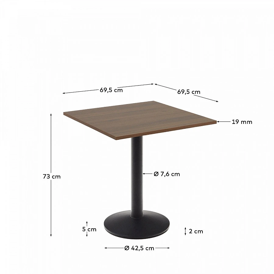 Esilda Стол меламин орех./черн.мет.ножка 70х70 - фото 2