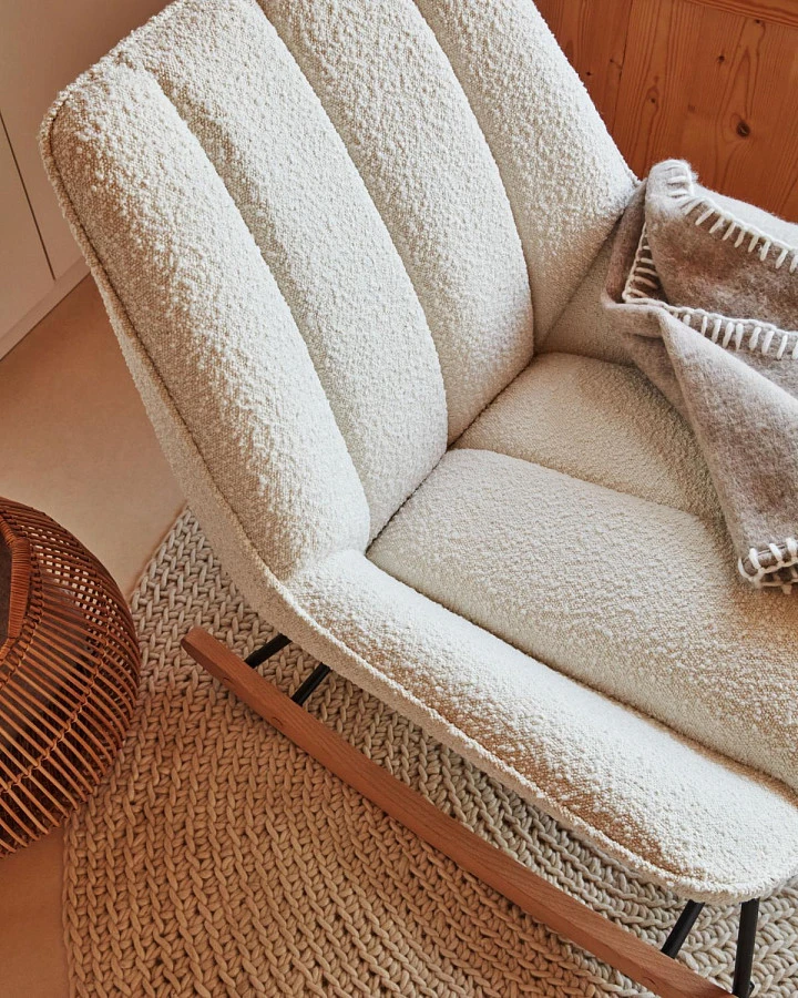 Кресло-качалка Marlina букле белый - фото 4