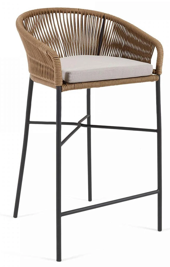 Веревочный барный стул Yanet бежевый 80 см - фото 3