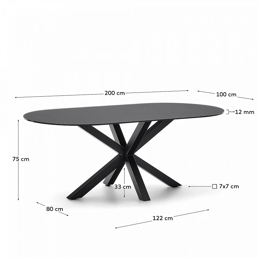 Стол Argo черн.стекло/черн. Ø200x100см - фото 6