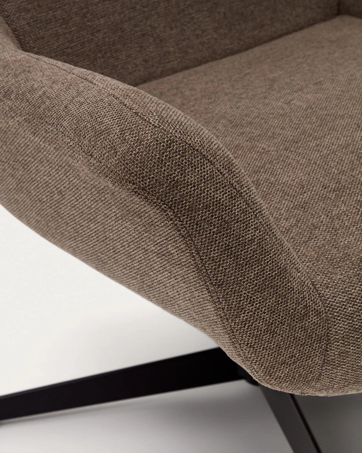 Zalina Вращающееся кресло с подлокотниками из светло-коричневой синели - фото 11