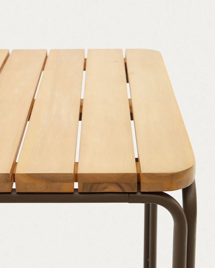 Salguer Барный стол из массива акации и коричневой стали Ø 140 x 70 см - фото 9