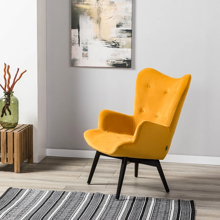 Кресло Хайбэк желтый/венге - фото 9